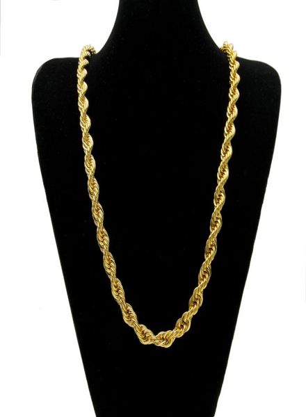 

10mm thick 76cm long rope ed chain 24k gold plated hip hop heavy necklace for mens1875615, Silver