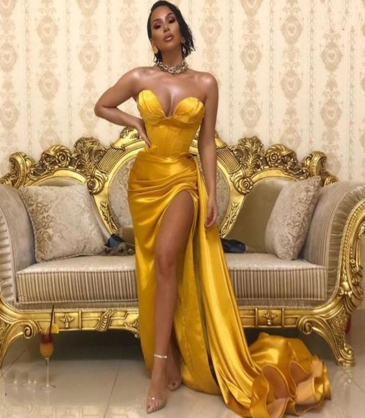 

gold mermaid prom dresses 2020 simple side slit sweetheart sleeveless evening gowns formal party wear4185853, Black