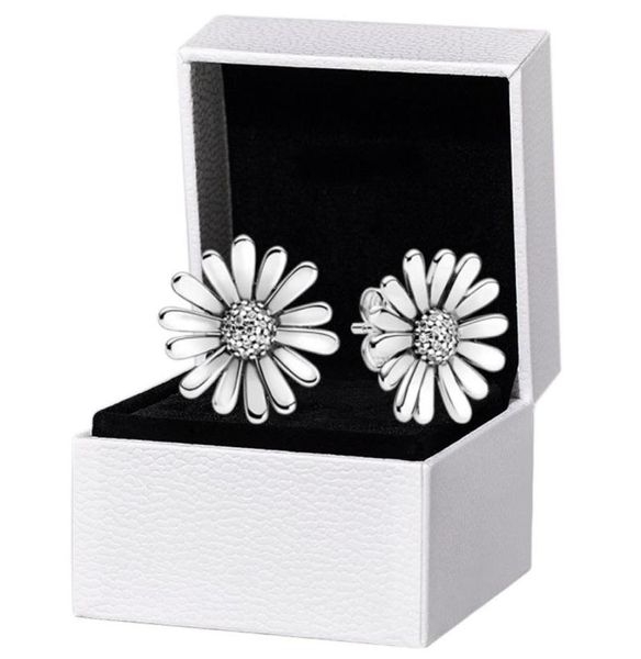 

925 sterling silver pave daisy stud earring original box set for p women party earrings1467733, Golden;silver