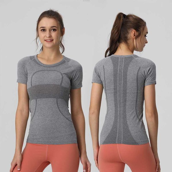 

swiftlys yoga womens sports t shirts wear tech ladies short-sleeved t-shirts moisture wicking knit high elastic fitness fashion tees 16, Gray