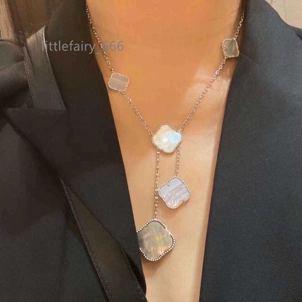 

925 silver mixed six/10-flower desinger necklace 4/four leaf clover charm bracelets bangle chain 18k gold agate shell mother-of-pearl for mo