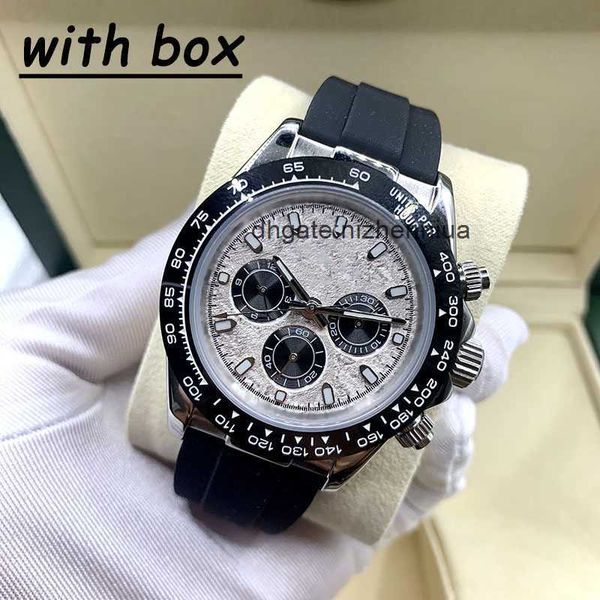 

automatic watchsc - mens 41mm watch with box stainless steel multi-dial waterproof luminous classic generous rubber strap adjustable watches, Slivery;golden