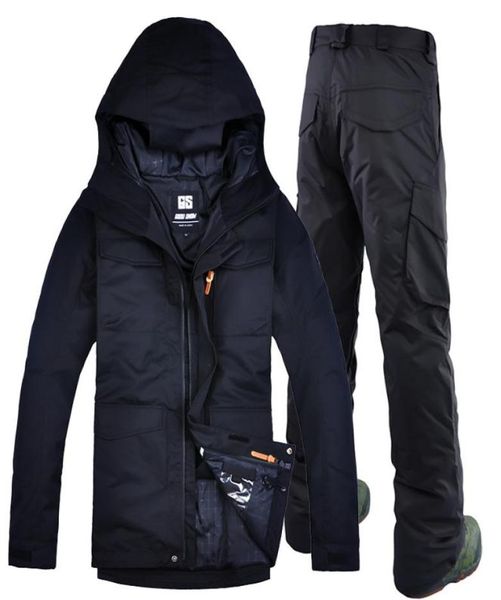 

gsou snow men ski jacket pant snowboard clothing trouser windproof waterproof super warm winter suit male hiking riding suit set8913842