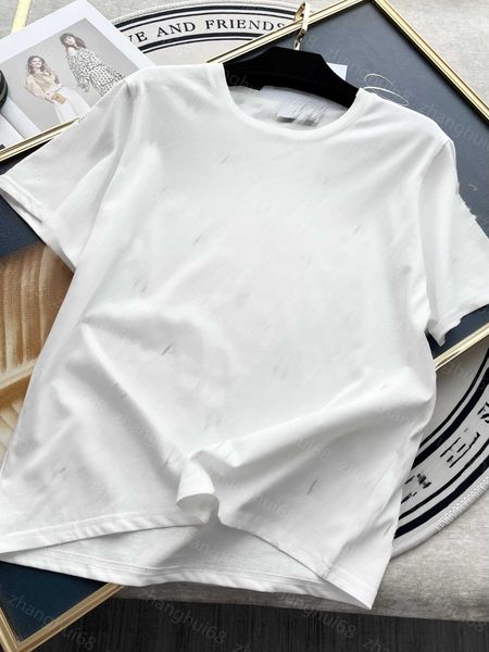 

23ss tee womens t-shirt womens designer clothing round neck cotton new drilling letter simple short sleeve t-shirt womens clothes, White