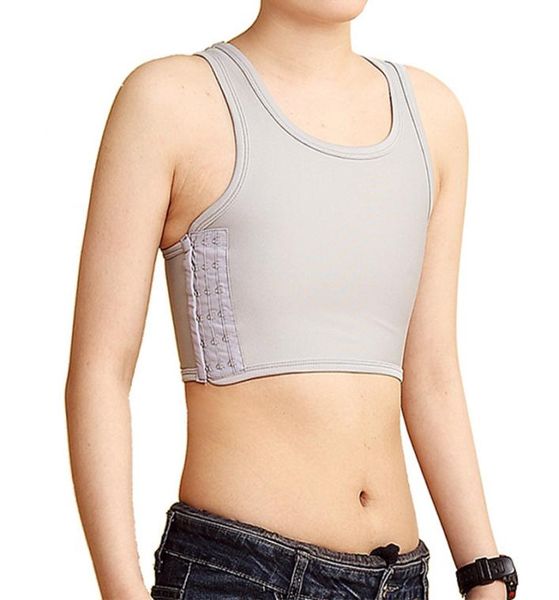 

breast binder slim flatten breast tank vest casual shaper breathable buckle short les lesbian tomboy corset bra plus size y201528362, Black;white