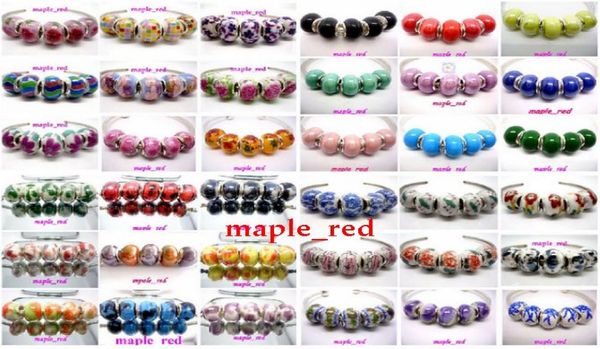 

100pcslot mixed fashion round porcelain big hole beads for jewelry making diy beads for bracelet whole in bulk low 4991829, Black