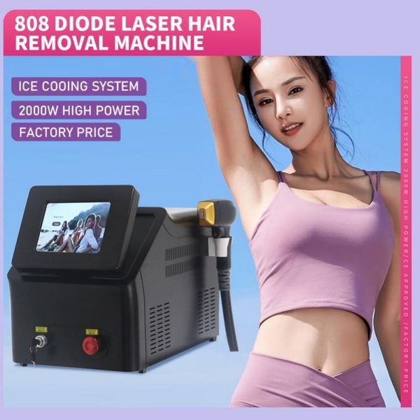 

3 wavelength 808nm diode laser hair removal machine hair remove fast painless 808 755 1320 device beauty salon, Black