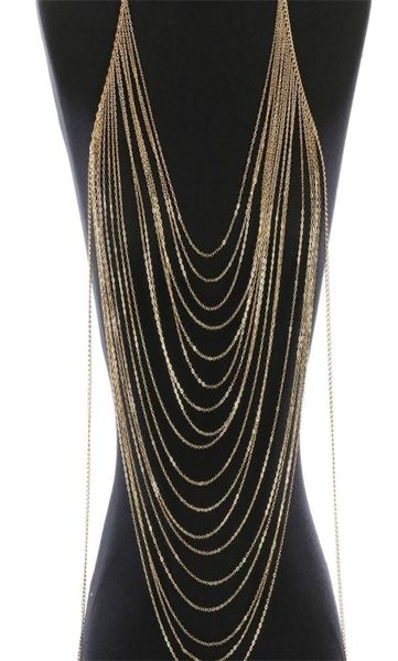 

body jewelry fashion gold color body belly waist chain harness necklace womens bikini multilayer body chain necklaces t2005088228955, Silver
