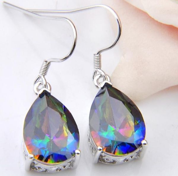 

luckyshine whole 3 pairs lot classic fire rainbow water drop mystic z gemstone 925 sterling silver usa drop wedding earr4651696