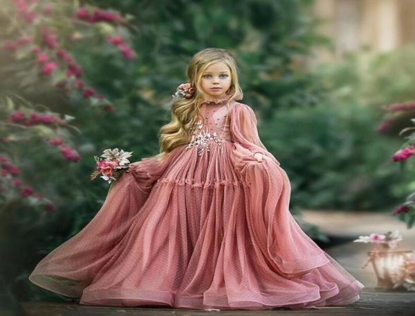

rosewood a line flower girl dresses weddings long sleeve lace girls pageant dress floor length kids birthday party gown7826378, White;blue