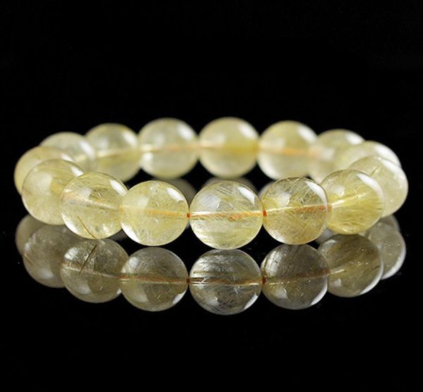 

6810mm gold crystal beads bracelets bangles natural stone quartz rutilated bracelets elastic stretch bracelet men6552663, Red;blue