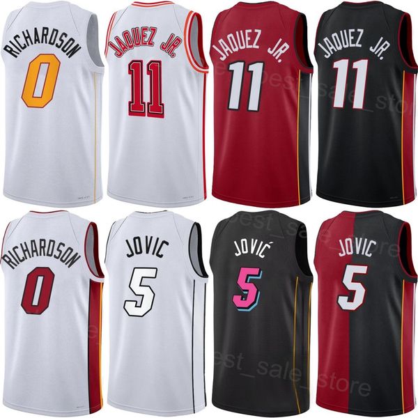 

print draft pick basketball jimmy butler jersey 22 jaime jaquez jr 11 nikola jovic 5 josh richardson bam adebayo 13 caleb martin 16 kevin lo, Black