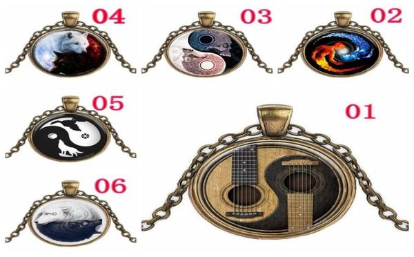 

yin yang tai chi pendant black and white wolf sun and moon time gemstone necklace simple jewelry5532861, Silver