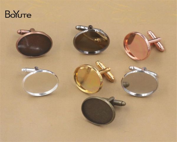 

boyute 50pcs round 12mm 14mm 16mm 20mm cabochon base setting rhodium plated diy cufflink blanks tray bezel jewelry findings comp4348329, Silver