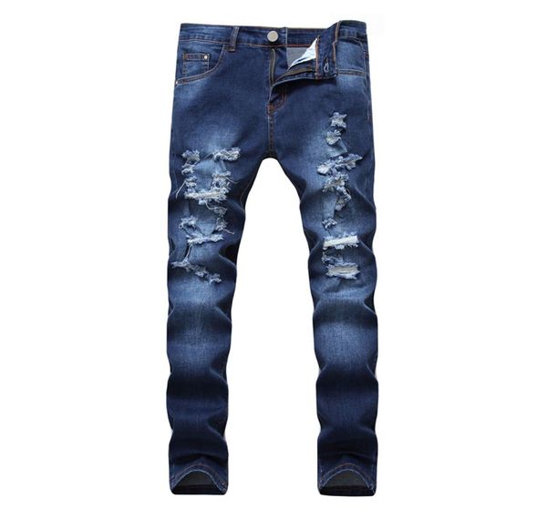 

mens casual hole zipper pants high waist jeans casual blue denim pants style fashion summer trousers2748317