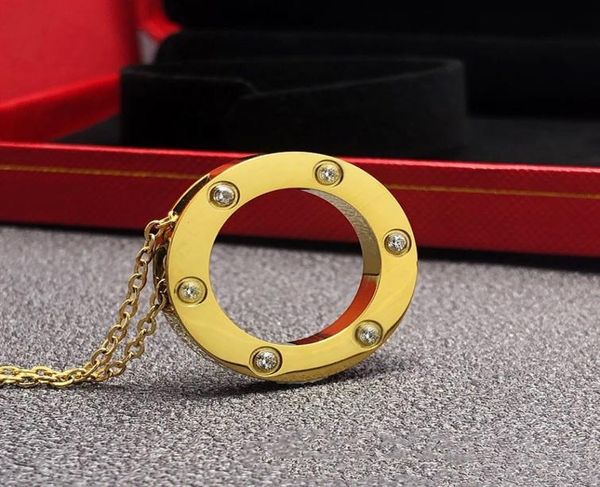 

luxury gold necklace designer jewelry men039s and women039s pendant diamond fashion stainless steel necklaces for couples ch8021380, Silver