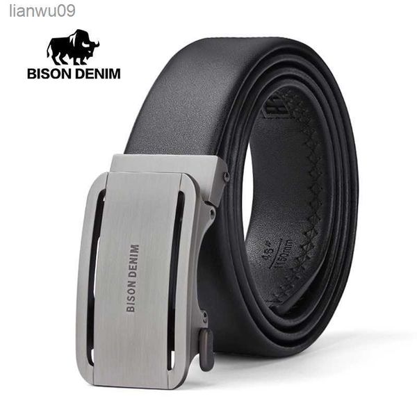 

bisondenim mens business style belt black strap male waistband automatic buckle belts for men girdle belts for jeans l230704, Black;brown