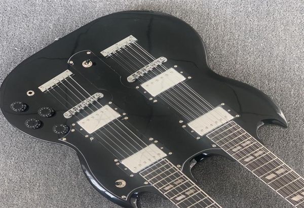 

double neck electric guitar 6 12 strings black customizable9042540