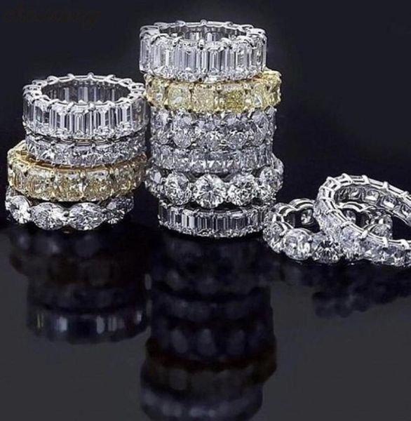 

vecalon 18 styles eternity promise ring diamonds cz 925 sterling silver statement wedding band rings for women men jewelry gift9461177, Slivery;golden