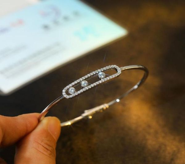 

925 sterling silver move bangle for women charm bracelets4283560, Golden;silver