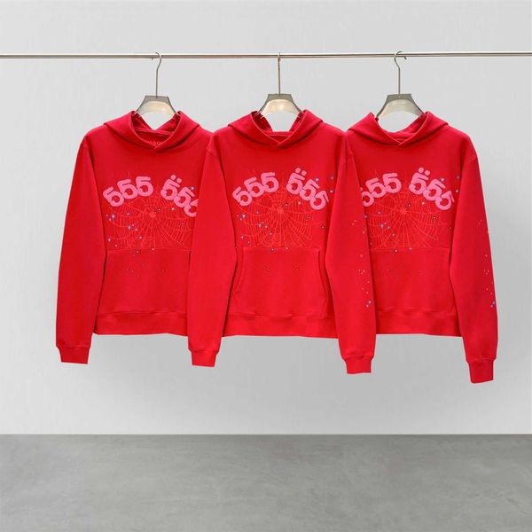 

youngthugsp5der 555555 pink fashion street red loose hooded hoodie, Black