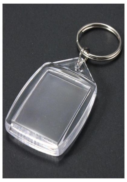 

50 pcs clear acrylic plastic blank keyrings insert passport po keychain keyfobs keychian key chain ring7424715, Slivery;golden