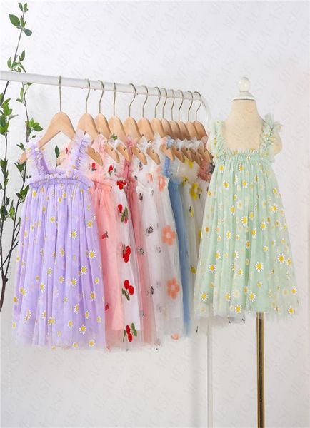 

ins baby girls embroidery floral printed dress gauze sleeveless slip dress summer kids princess dresses children clothes 80130cm 6263896, Red;yellow