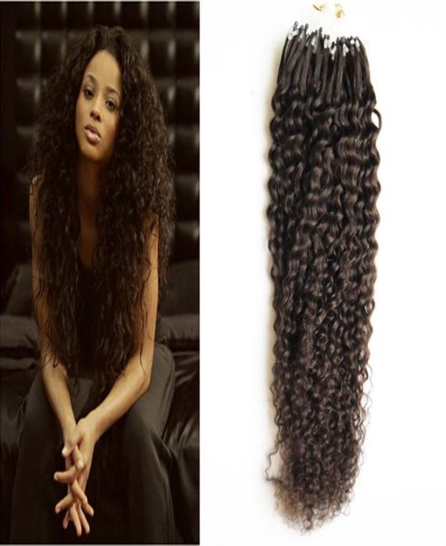 

brazilian micro ring loop hair extensions 100s kinky curly micro loop hair extensions micro links 100g2077033, Black