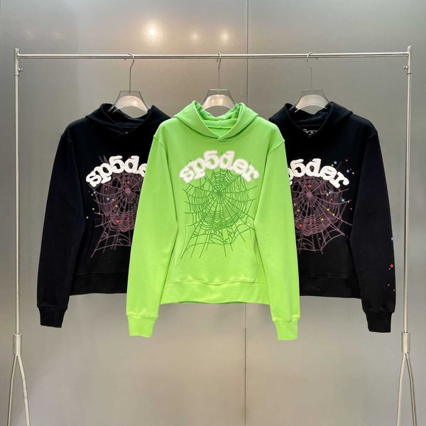

young thug star's same terry style sp5der 555555pinkhoodi couple set in, Black