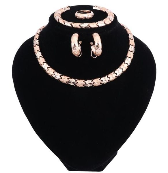 

nigerian wedding african beads zinc alloy jewelry sets dubai gold plated silver jewelry sets necklace bracelet earrings ring sets7441893, Black