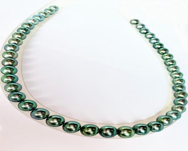

natural pearls jewelry genuine 910mm malachite green pearl necklace 18inches not fake2792534, Silver