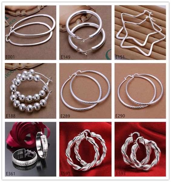 

high grade whole fashion hoop huggie sterling silver earrings 10 pairs mixed style women039s 925 silver earring gte605238459, Golden;silver