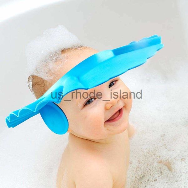 

shower caps baby bath shower soft cap adjustable hair wash hat kids ear protection safe children shampoo bathing protect head cover x0715