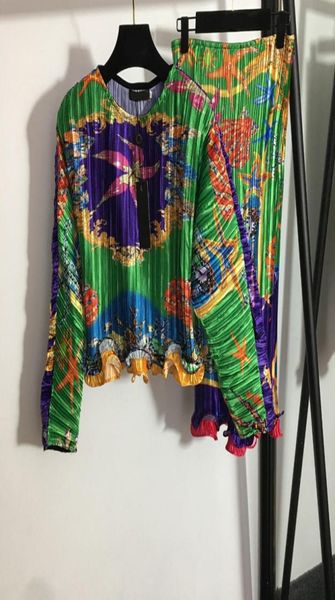 

retro print women dresses ins fashion soft touch female skirts set outdoor street style long sleeve lady shirts sets3039012, Black;gray