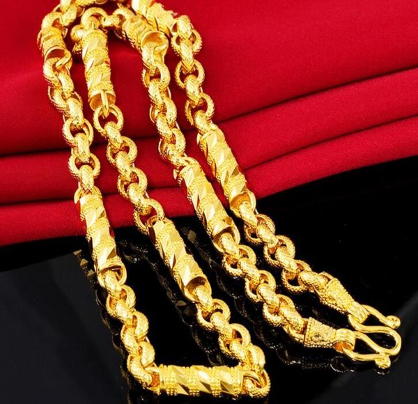 

real gold solid cylindrical necklace male 18k goldplated men039s bamboo necklace sand gold4882905, Silver