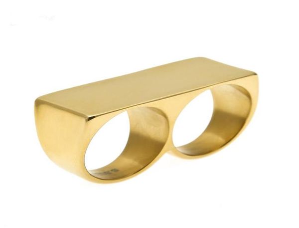 

mens double finger rings new hip hop jewelry rings mens goldplated rings2487044, Silver