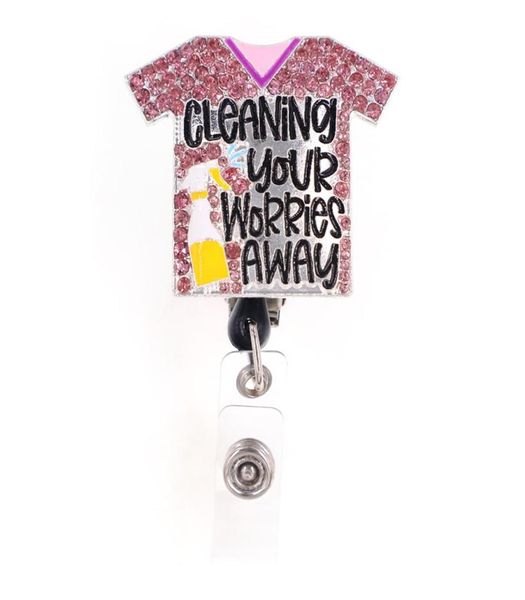 

fashion style scrub cleaning your worries away brooch alloy badge reel holder for nurse accessories2355014, Gray