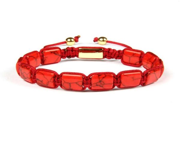 

new design howlite square mens bracelets whole 10pcslot 4 colors 10x10mm manmade howlite flat stone beads braided bracelet50854618716214, Golden;silver