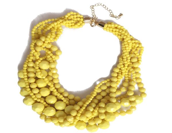 

new statement acrylic beads braided choker yellow dark red necklace sweet jewelry for women2865847, Silver