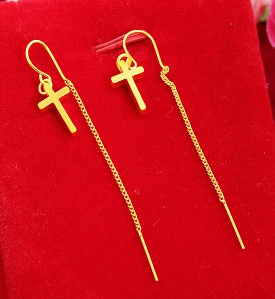 

long tassel line dangle earrings 18k yellow gold filled classic women girl gift6355477, Silver
