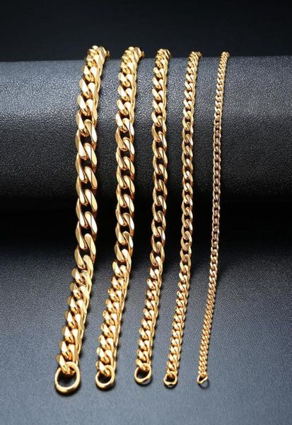 

fashion jewelry men bracelet women bracelet chains bracelet stainless steel link bracelets bangle gold silver black color 3mm11mm2084016