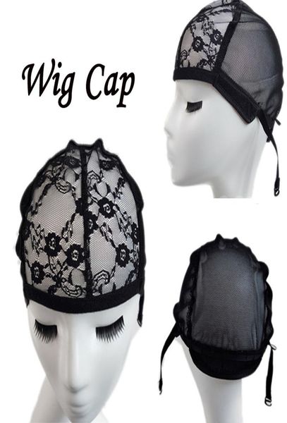 

adjustable lace wig cap for making wigs with adjustable strap on the back weaving cap size glueless wig caps hair net black8396527, Black;brown