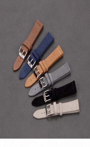 

eache suede watch leather band strap sell beige lightdark brown black grey blue watch straps 18mm 20mm 22mm t1907026992855, Black;brown