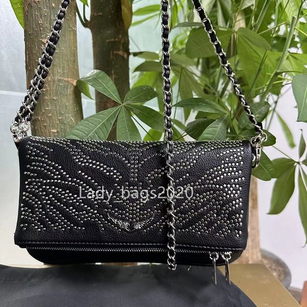 

zadig voltaire zv chains rivet bags designer wings diamond-ironing woman shoulder bag rivets handbag crossbody purse leather cross body chai