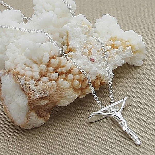 

pendant necklaces 925 sterling silver cross necklace for women wedding party fashion jewelry chain 230714