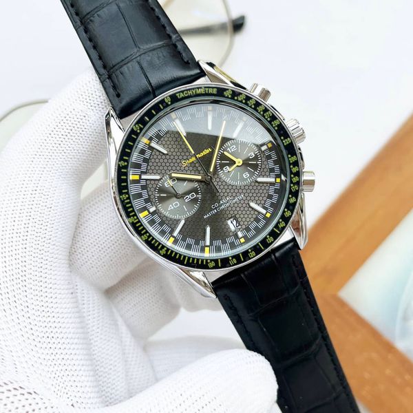 

omeg wrist watches for men 2023 new mens watches all dial work quartz watch luxury brand chronograph clock watch band men fashion 03, Slivery;golden