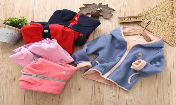 

girls cute soft polar fleece hoodies jacket for girls 2019 new children spring autumn outwear teenagers kids coat6164854, Blue;gray