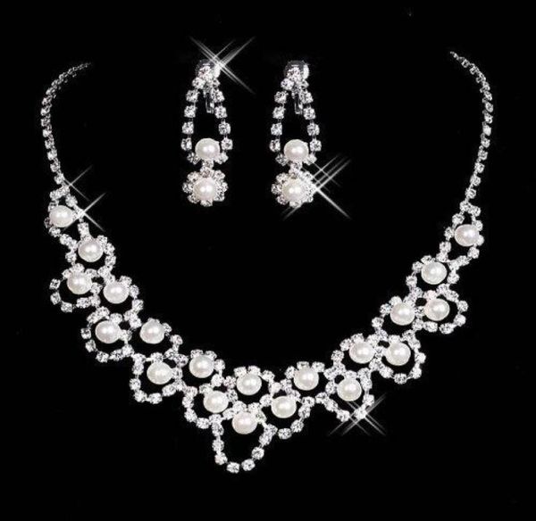 

15036 rhinestone bridal jewelry sets earrings necklace crystal bridal prom party pageant girls wedding accessories6079046, White