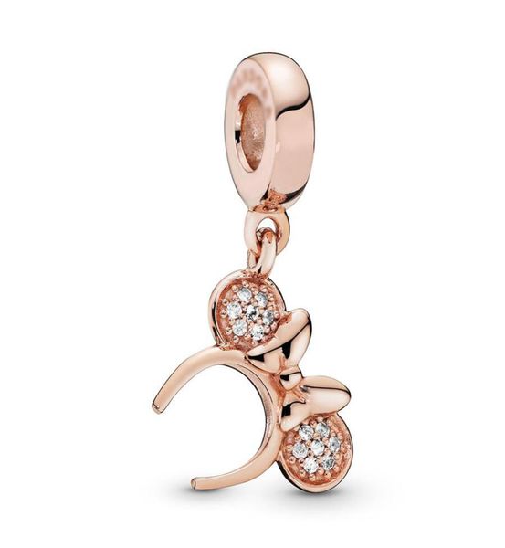 

authentic ale 925 sterling silver cartoon mouse pave headband dangle charms beads pendant fit charmes rose bracelets for diy jewel3316249, Black