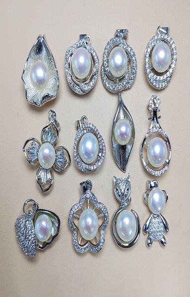 

whole freshwater pearl pendant 925 sliver pendant 36 styles diy pearl necklace for women fashion jewelry without chain xmas we3864607, Silver